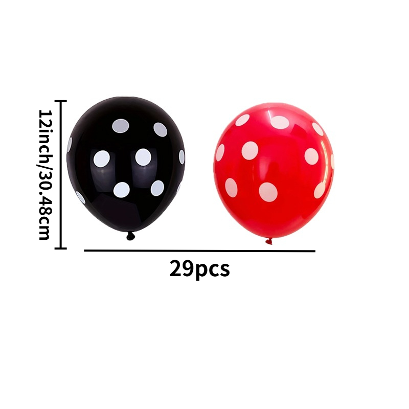 TEMU 29pcs Red-black Polka Dot Latex Party Balloon Set - 12-inch -black Polka Dot , Halloween, With A Strong Festive Atmosphere. Suitable For Winter
