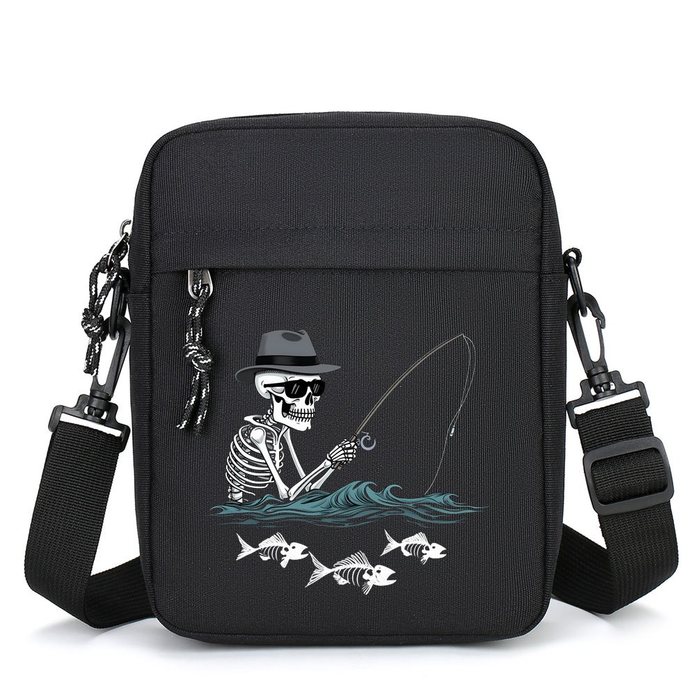 TEMU 1pc Fishing Theme Crossbody Bag With Fish Print - Adjustable Strap, Casual Daypack Suitable For Daily Commute, & Outdoor Activities - Ideal Gift
