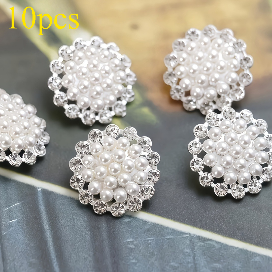 E-shop 10 Elegante Weiße Perlen Dekorative Knöpfe - Ideal für Kleidung, Gepäck und Bastelarbeiten - Ideal für Hemden, Kleider, Jacken und Wohnkultur,
