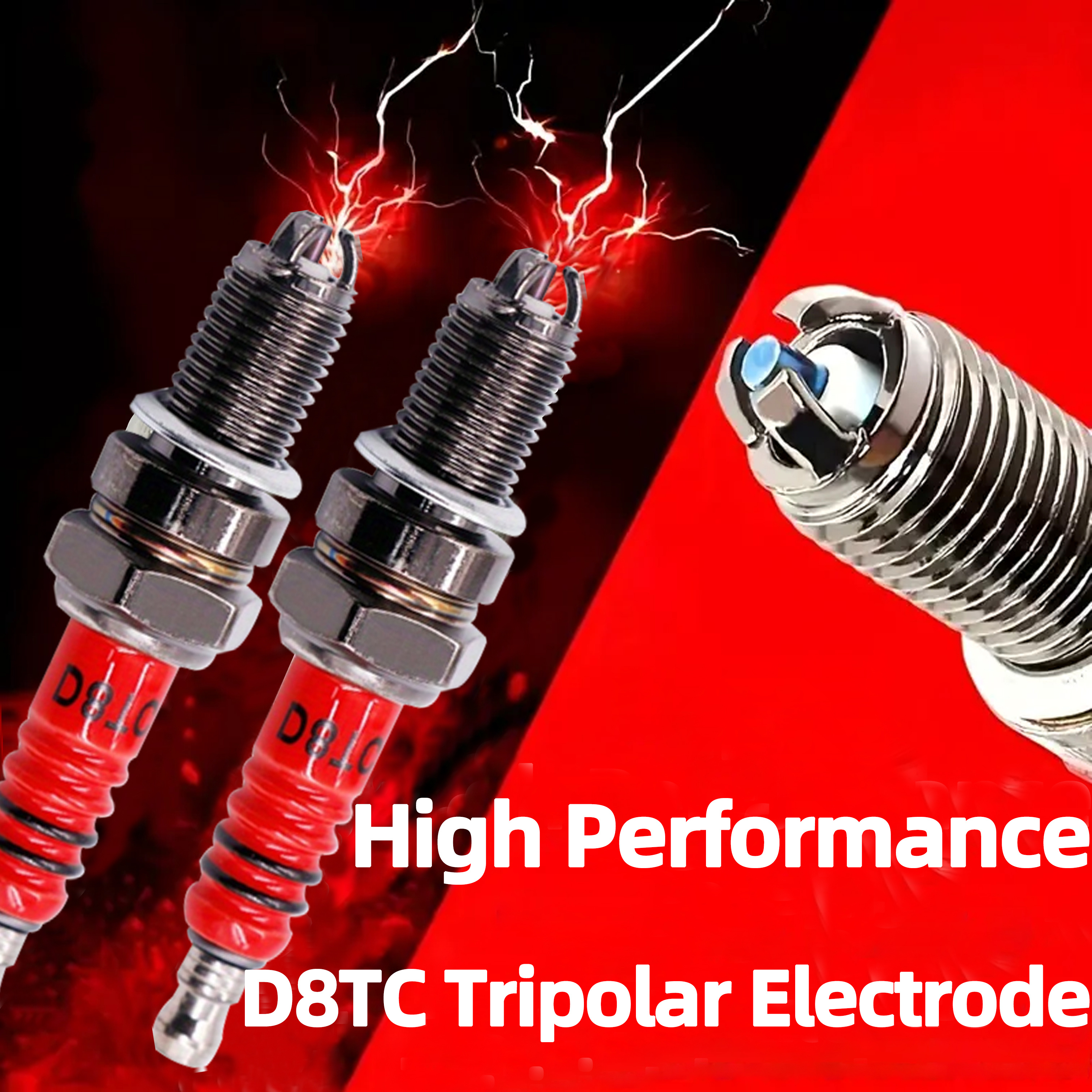 

3-pole Spark Plug D8tc, Low Heat , Fast Ignition Of Plug, Can Fully Burn The Gas In , Increase Power, Fuel , Suitable For Cg 125cc 150cc 200cc 250cc Cf250 4- Engine Motorcycle Scooter Atv