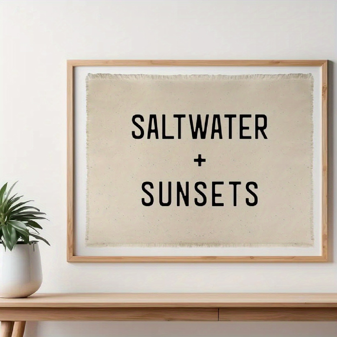 2D Flat, 2D Flat, 1pc, Wall Art, Quote Poster, Saltwater And Sunsets Canvas Poster, Coastal Wall Decor, Beach House Banner, Surf Tapestry Flag, Suitable for Bedroom, Living Room Decoration, Housewarming Gift, Unframed