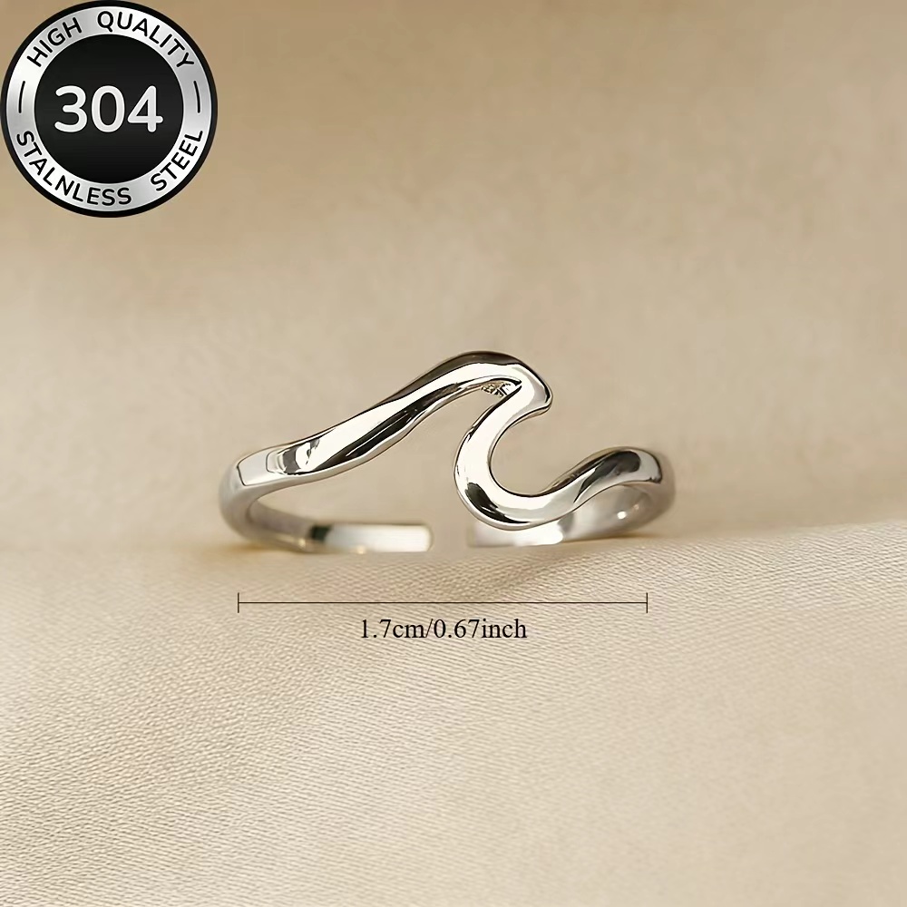 Wave Ring, Hypoallergenic Stainless Steel, Elegant Daily Wear