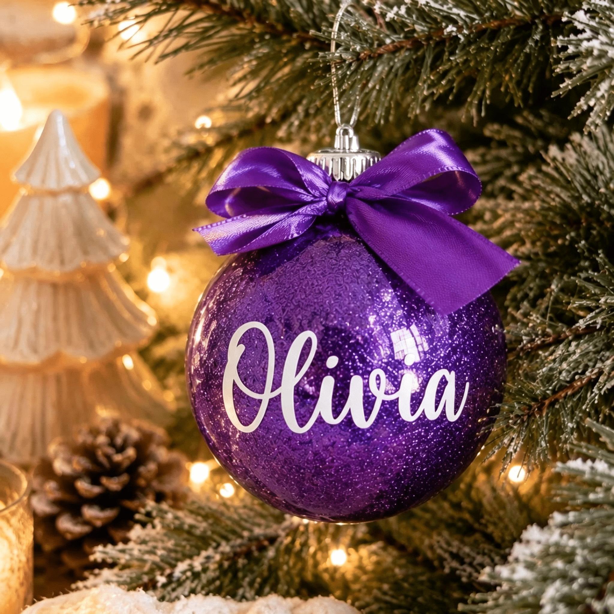 TEMU Custom Christmas Ball Ornaments Customizable Personalized Name Glitter Christmas Ball Christmas Tree Decoration Pendant Christmas Gift Family