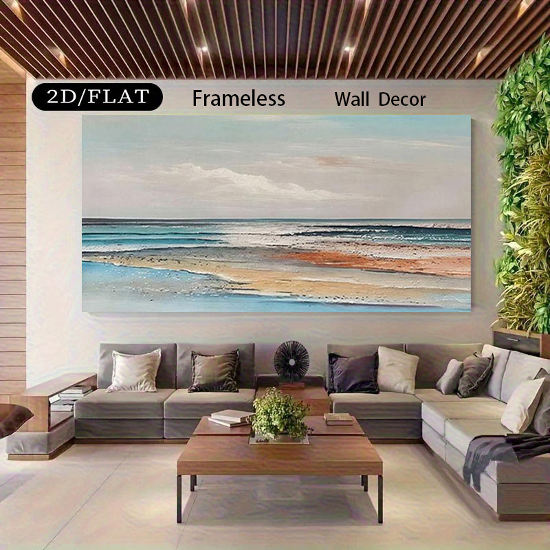 Póster 2D Plano, 2D Plano, [2D Plano] Costa y Playa con Olas, Arte, Decoración Exquisita para el Hogar, Adecuado para Sala de Estar, Dormitorio, Oficina, Bar, Lienzo Estilo Clásico Moderno, Regalo Universal para las Fiestas 1.5 X 62.99 Pulgadas/80 X 160 Cm/Sin Marco