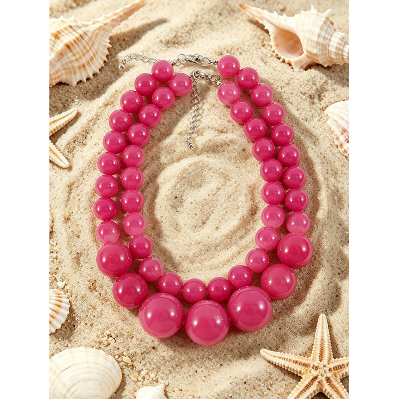 2pc Bohemian Acrylic Round Geometric Necklace Set, Summer