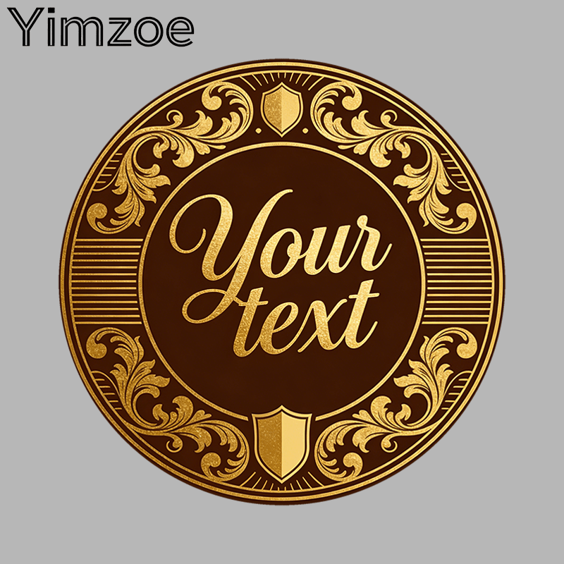 TEMU Yimzoe Customizable Personalized Vintage Ornate Round Stickers - Luxury Golden Accent Design, Perfect For Packaging, Handmade Gift Box Labeling,