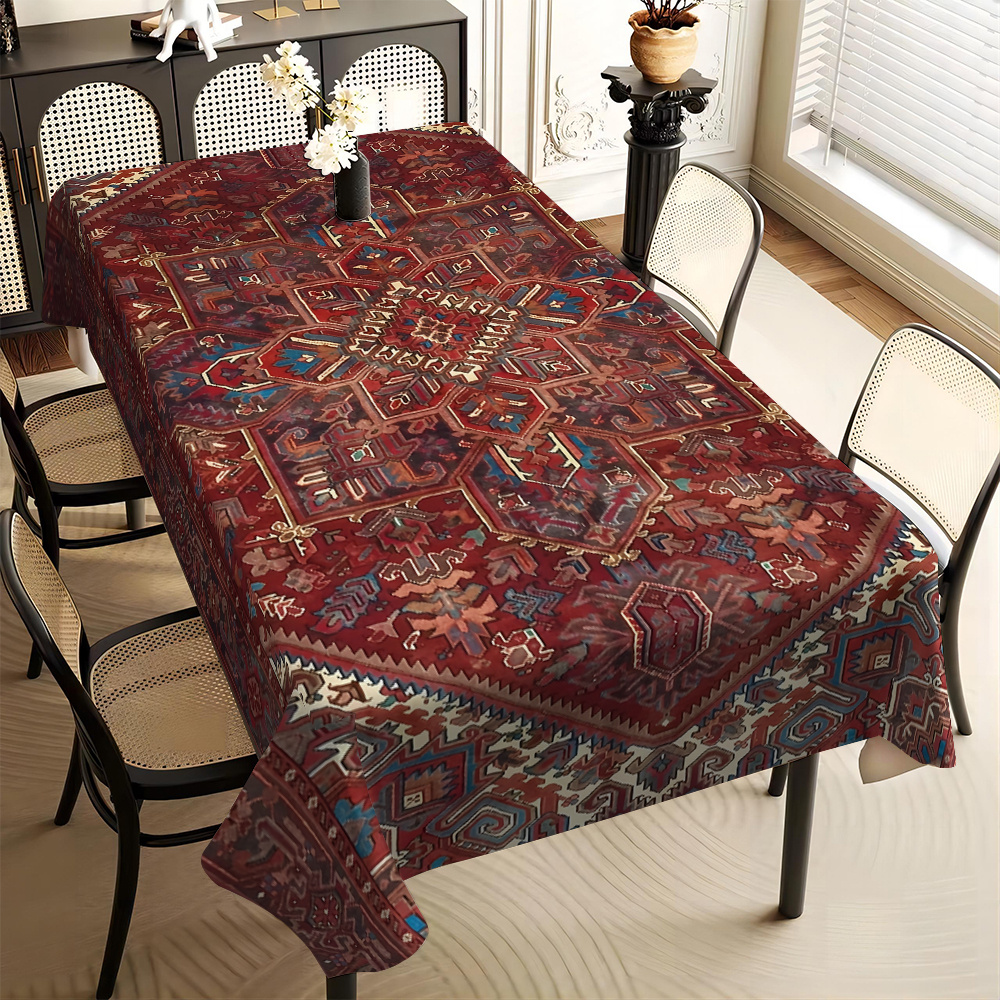 

Nappe rectangulaire à motif ethnique bohème, 100% polyester tissé en machine, couverture de table de salle à manger colorée pour , , , en , la d'événements