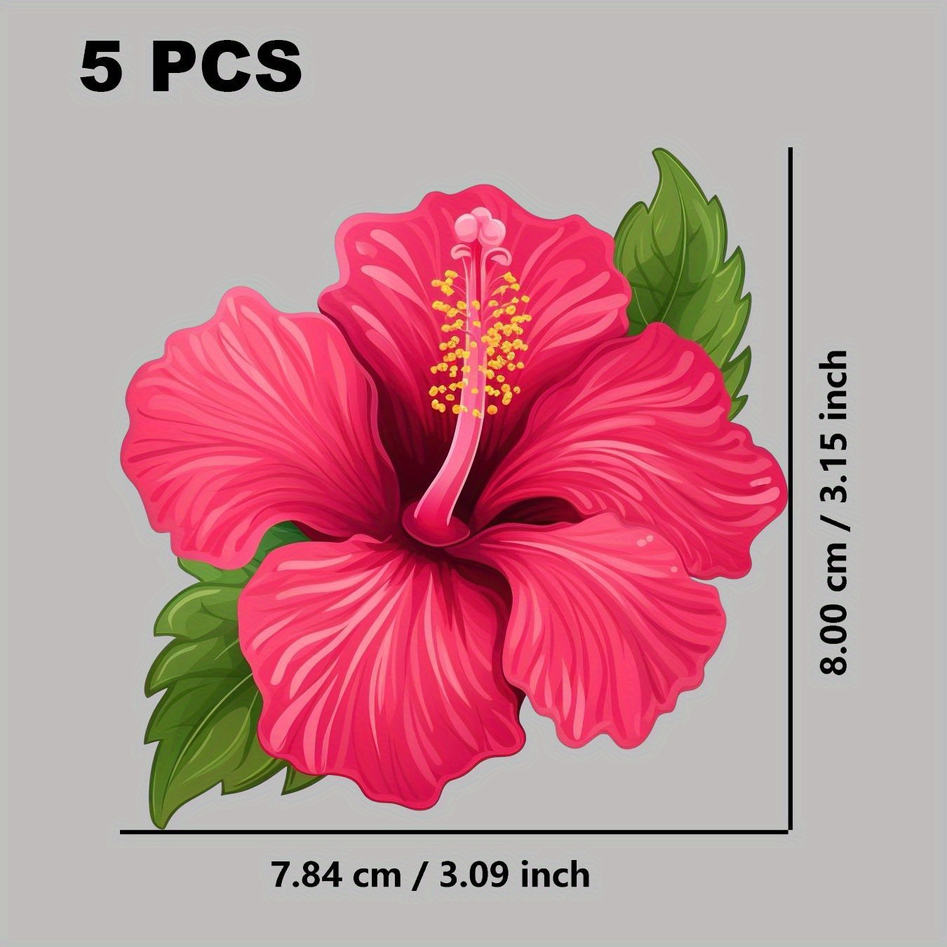 TEMU 5pcs Set Hibiscus Flower Transparent Background Iron-on Stickers Heat Transfer Iron-on Decals - Iron-on Suitable For Throw Pillows, Backpacks,