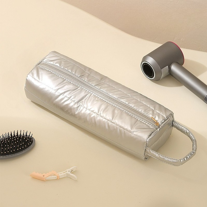 TEMU 1pc Padded Curling Iron Storage Bag, Embroidered Glossy Hair Tool Portable Handbag, Can Store Hair Dryer And Styling Additions, Hair Dryer