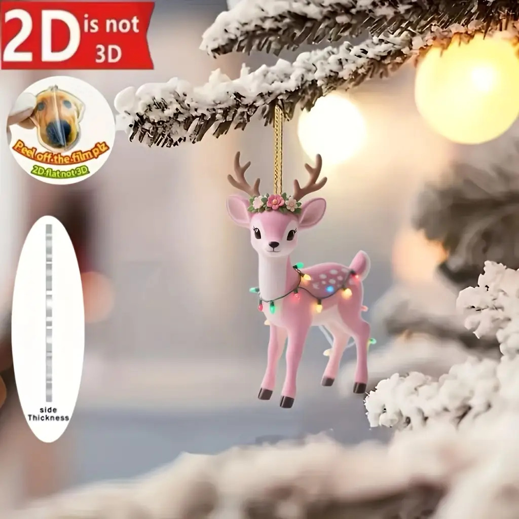 2d Flat, 1pc Christmas Tree Pendant Acrylic Christmas Gift Home Decor Hanging Ornament, Outdoor Decor, Christmas Decorations 2d Flat