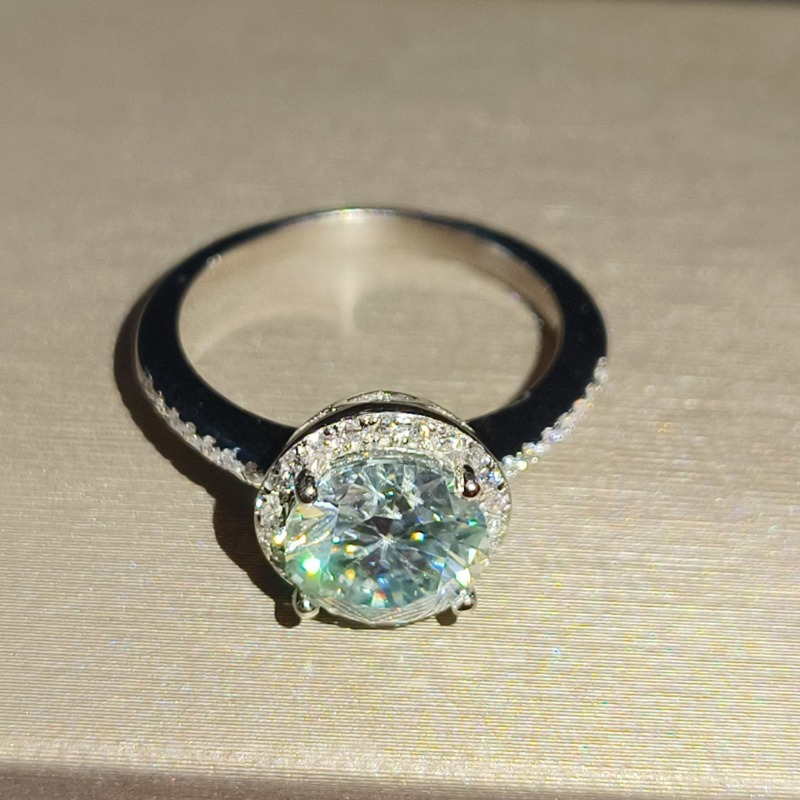 2 Carat Light Blue Moissanite Engagement Ring, Holiday Gift