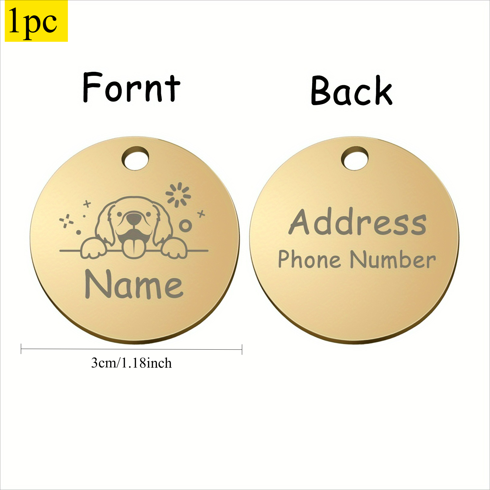 Custom Round Dog Tag with Personalized Information