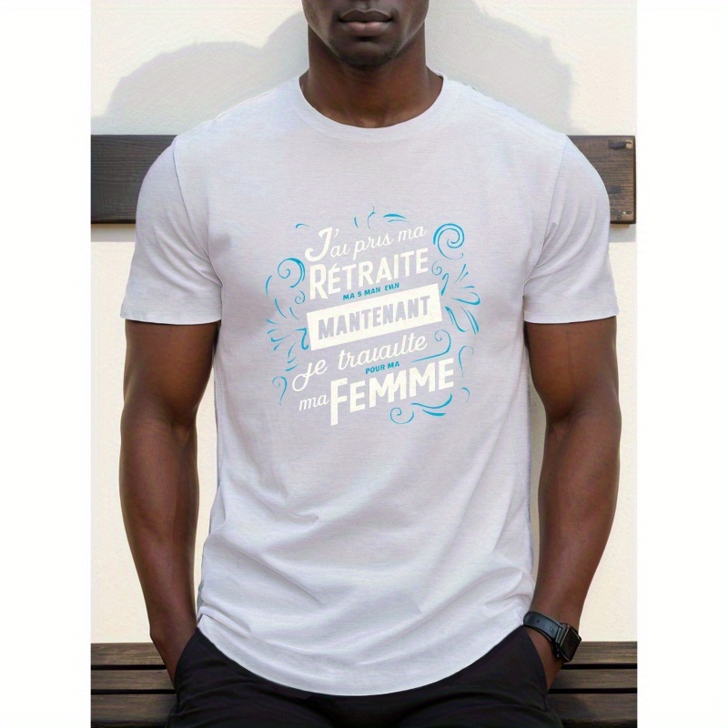 

NOW Imprimé de de Retraite Française Chemise à Col Rond pour Hommes Confortable à Manches Courtes avec Imprimé à Motif de Mode, Adaptée pour une Utilisation Quotidienne Décontractée en Extérieur et à