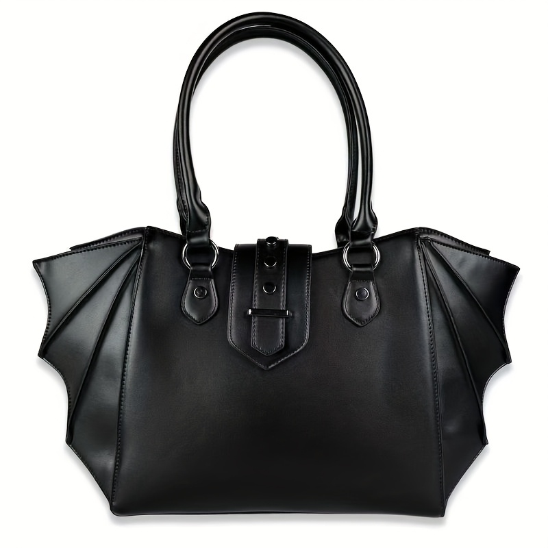 Pu Bat Wing Tote& Messenger Bag- Large Capacity Bat-themed Handbag With Zipper Closure, Bat Suitable For Business& Daily Use, Lining, Elegant For Or Casual Outfits