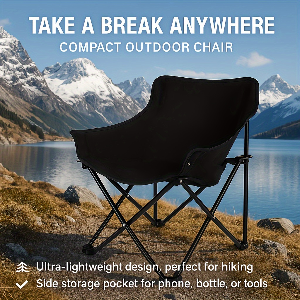 Klappbarer Schwarzer Outdoor-Campingstuhl, aus verstärktem Oxford-Stoff stabilem Stahlrahmen, leicht rutschfest * für Camping, Angeln am See, Wandern, Picknicks verschiedene Outdoor-Szenarien