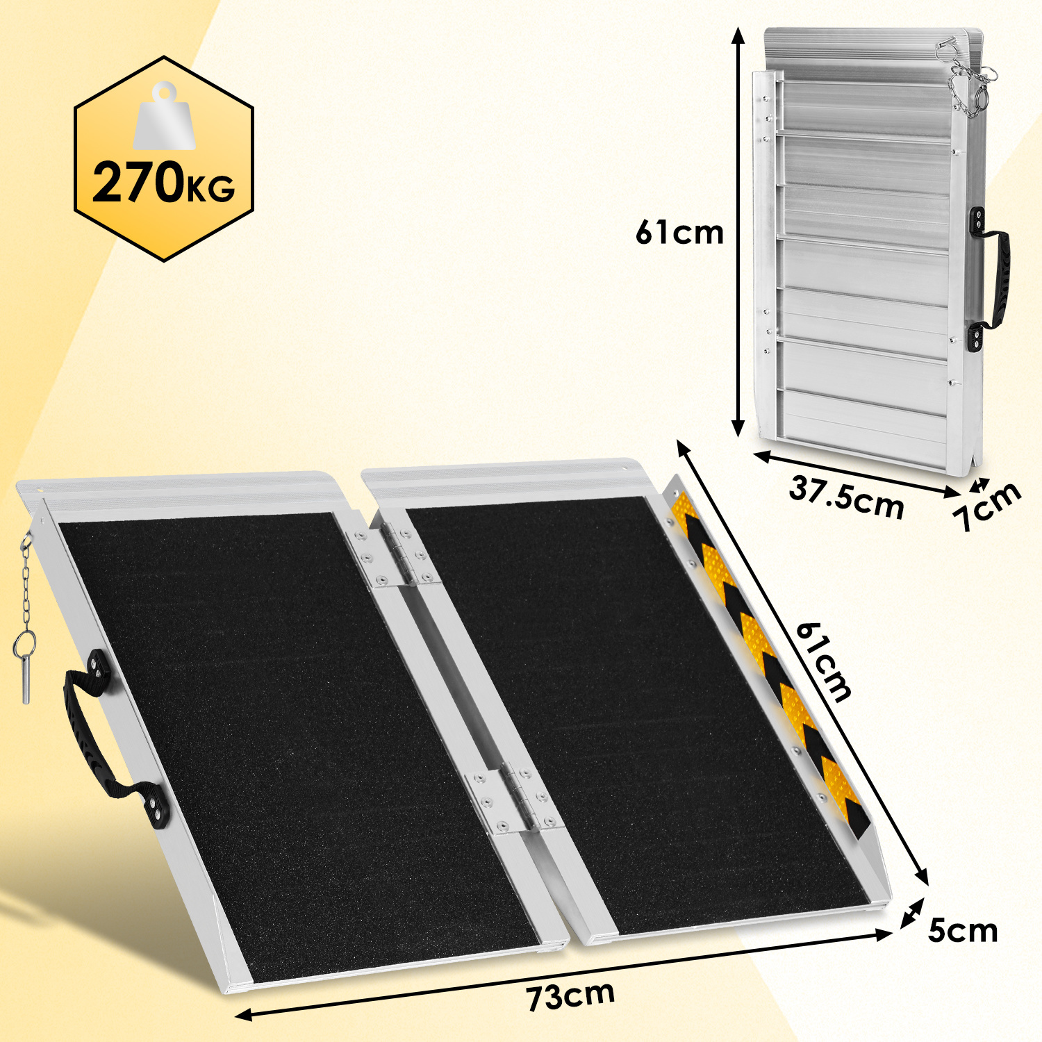 Ramps Threshold Ramp Ramps Anti-slip Foldable 61cm 91cm 152cm Access Ramps To 270kg