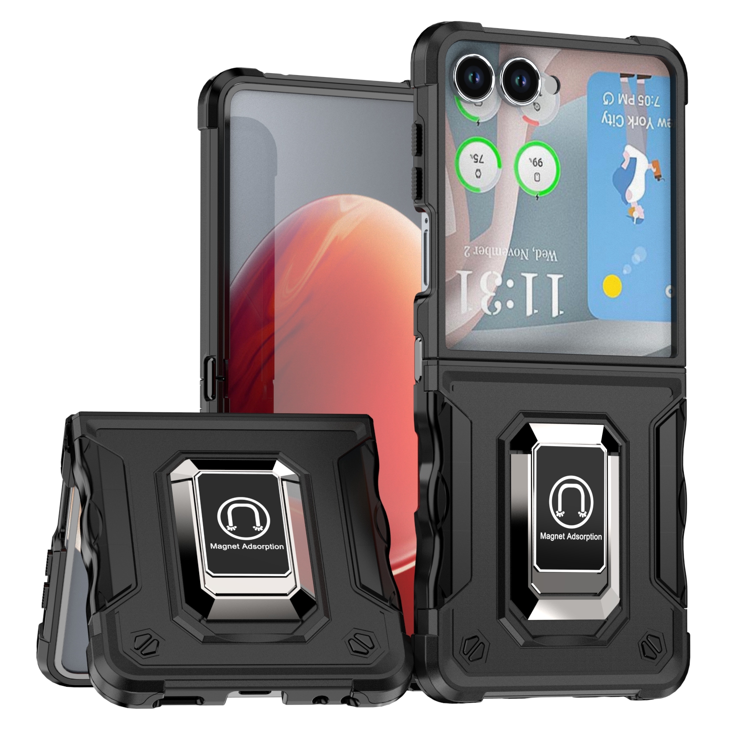 TEMU Phone Case - Suitable For Galaxy Z Flip Series, Integrated Portable Stand, Your Hands, Camera And Screen Protection, In 8 Colors, Compatible