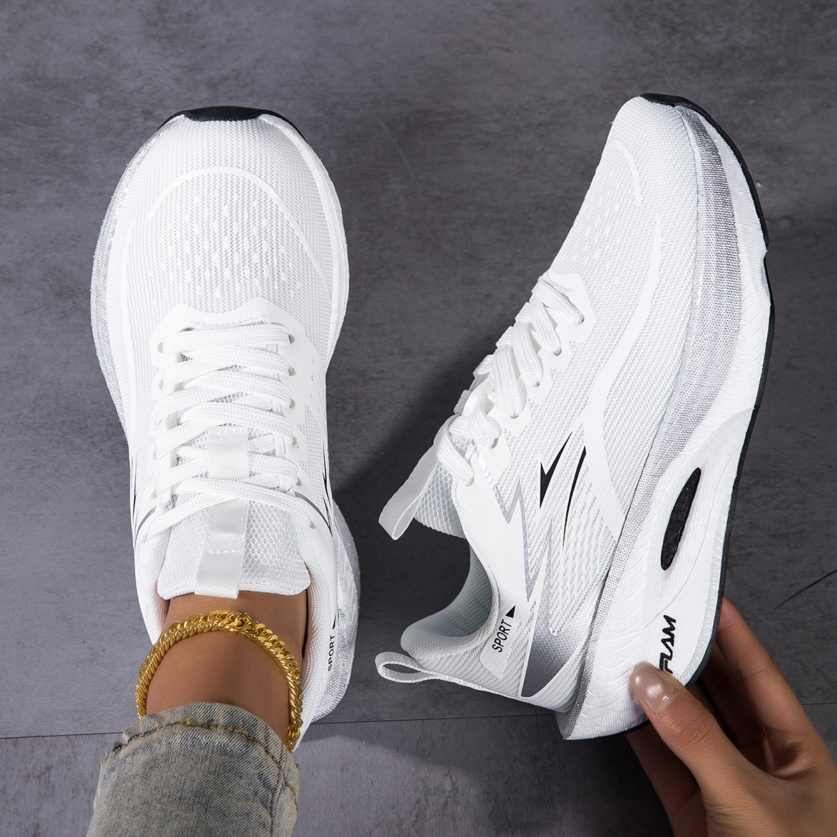 [sneakers] Ladies' Breathable Running Shoes With A Mesh Upper, Designed To Be Anti-slip And Durable, Perfect For Trail Running In Any Season. Lightweight Walking Shoes In Gradient Colors