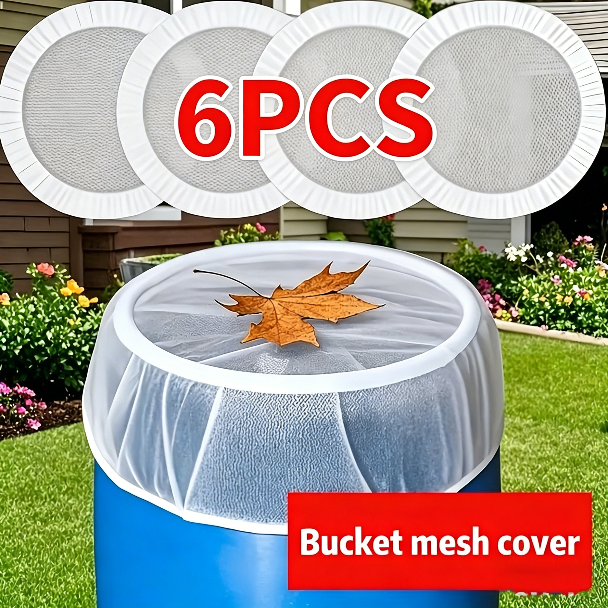 TEMU 6pcs Housses de filet pour seau d'eau de pluie, Filets pour seau d'eau de pluie, Filets de protection pour réservoir d' d'eau de pluie, Utilisés