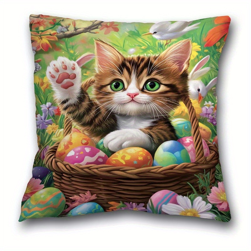 

1pc, Easter Bunny, Egg, Short Plush Pillow Case