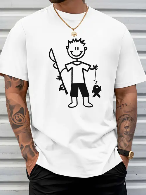 mens casual summer t shirt fishing for man graphic breathable short sleeve round neck yellow with lightweight stylish for beach or resort wear