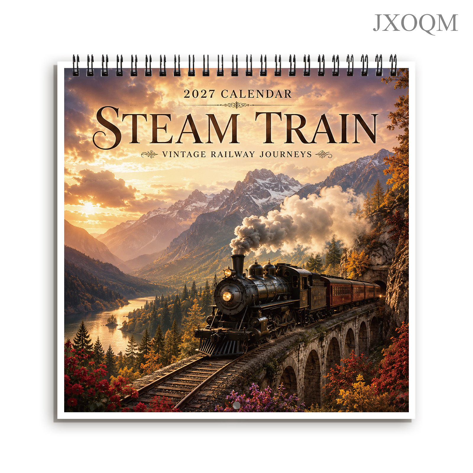 TEMU 1pc 2027 Steam Train Wall Calendar - 12-month Hanging Calendar With Alpine Scenery Suitable For Home Office Decor, Monthly Planner For Railway