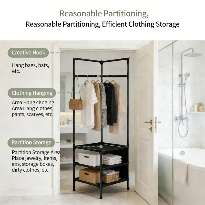 Sturdy Freestanding Coat Rack with a Tall Design and Multiple Sets of Hooks, Suitable for Entryways, Bedrooms, and Living Rooms. Hanging Clothes and Bags Is More Convenient and Organized