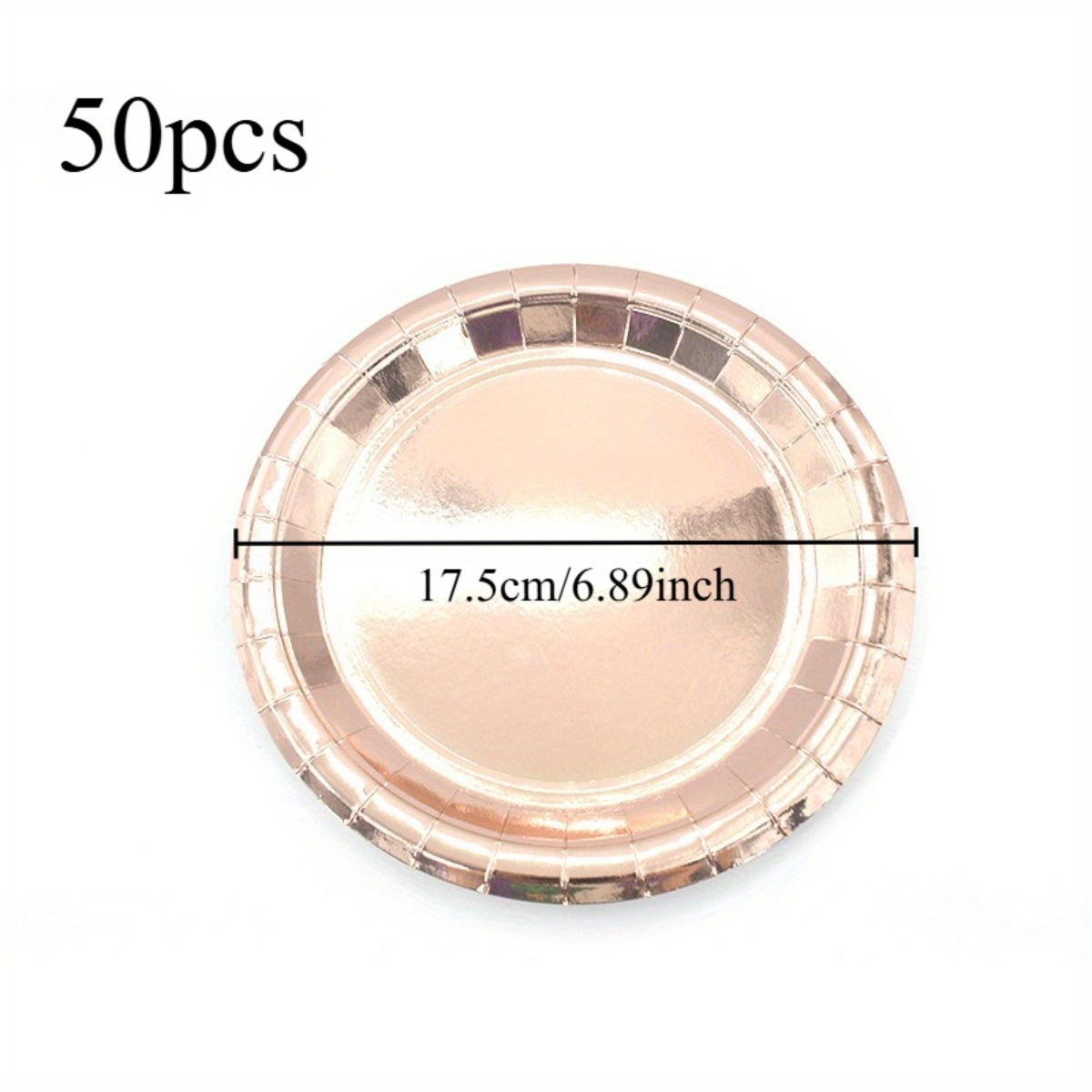 50pcs Rose Paper Plates, Rose Tableware Decor Rose Golden Disposable Paper Plate Foil For Adults Party Supplies Table Decorations