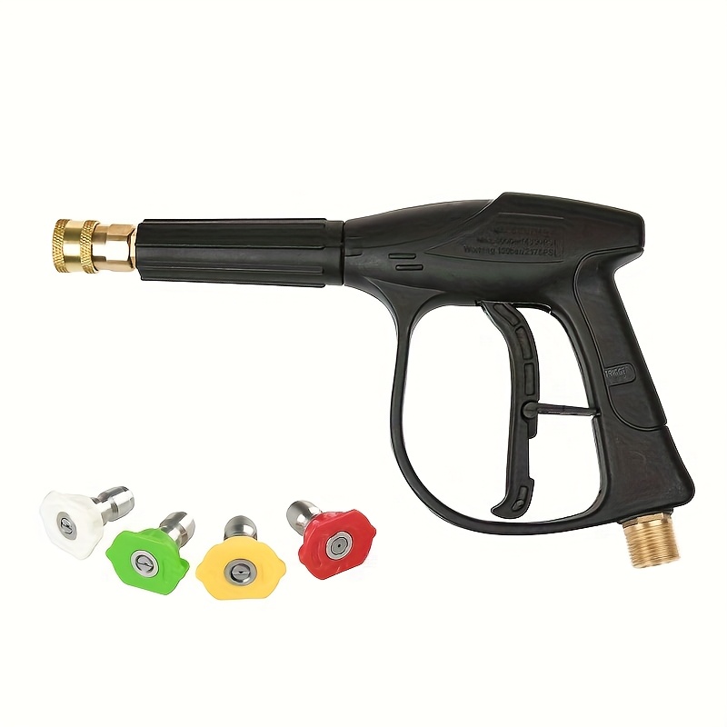 TEMU 1pc 25cm (. 9.9inch) High-pressure Black 3-in-1 High-pressure Water Gun, 4000psi, 1/4 Quick Connect, With M22-14 Connection At The End, Suitable