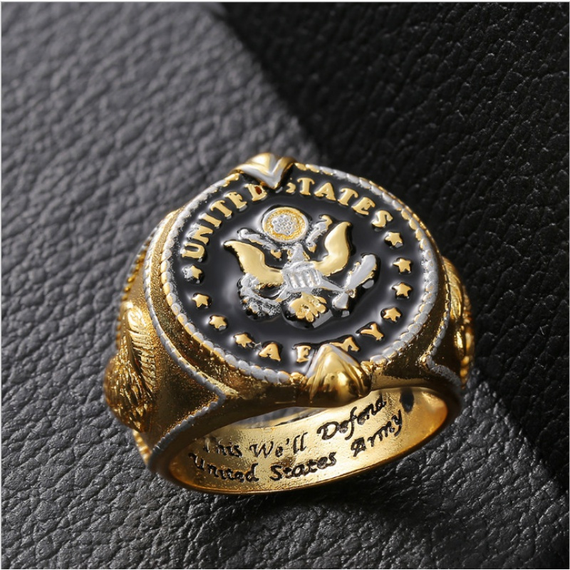 

Badge 'this ' Men's Golden Alloy Ring - Artistic &