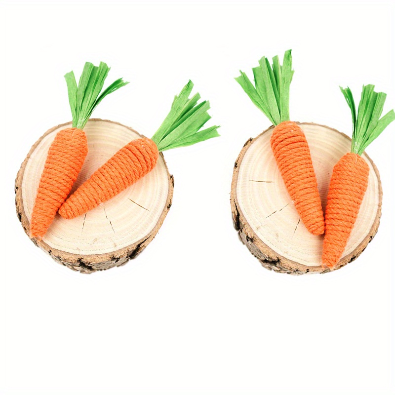 Image of Set Of 4 Mini Carrot Decorations, Handcrafted Rope-wrapped Carrots, Home Easter Tray Decor, Party Embellishments
