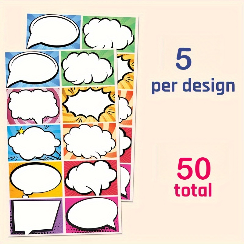 50/100 Pack Superhero Comic Name Label Stickers - 10 , 3 Inches X 2 Inches, Vibrant Colors And Fun , Perfect For Crafts And Personalized Notebooks, Labels | Superhero Theme | Durable Adhesive
