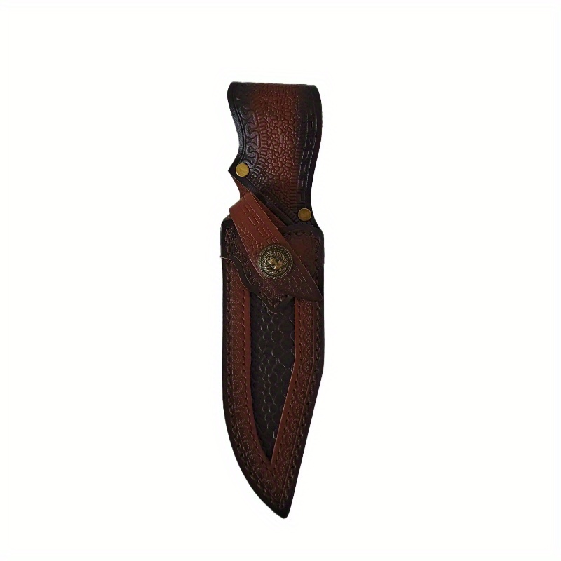 Image of Premium Leather Knife Sheath With Belt Loop - Durable Dual-layer Cowhide Outdoor Camping & Kitchen Knife Protector, Handcrafted Waist Hanging Cover For Home And Restaurant Use