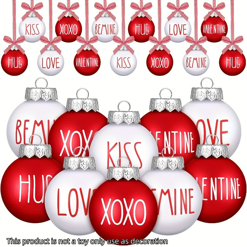 

6pcs Valentine's Day Tree Ornaments - Plastic Hanging Decorations For