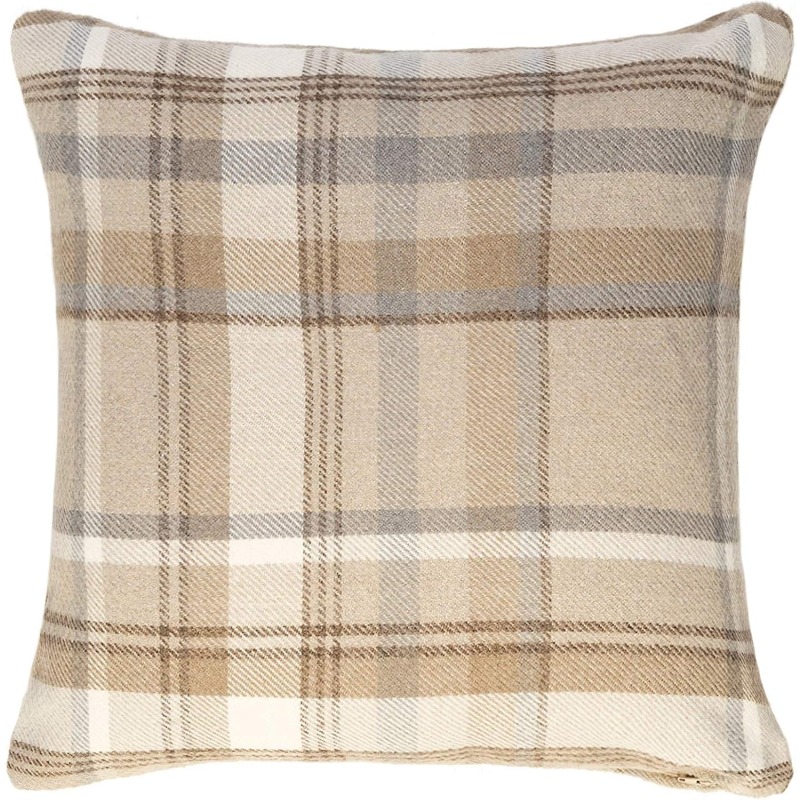 TEMU 2d Flat - 1pc Double-sided Printed Square Pillow Cover, 2d Flat Printing, Warm Brown Checkered Pattern, Soft And Rustic Atmosphere, Suitable For
