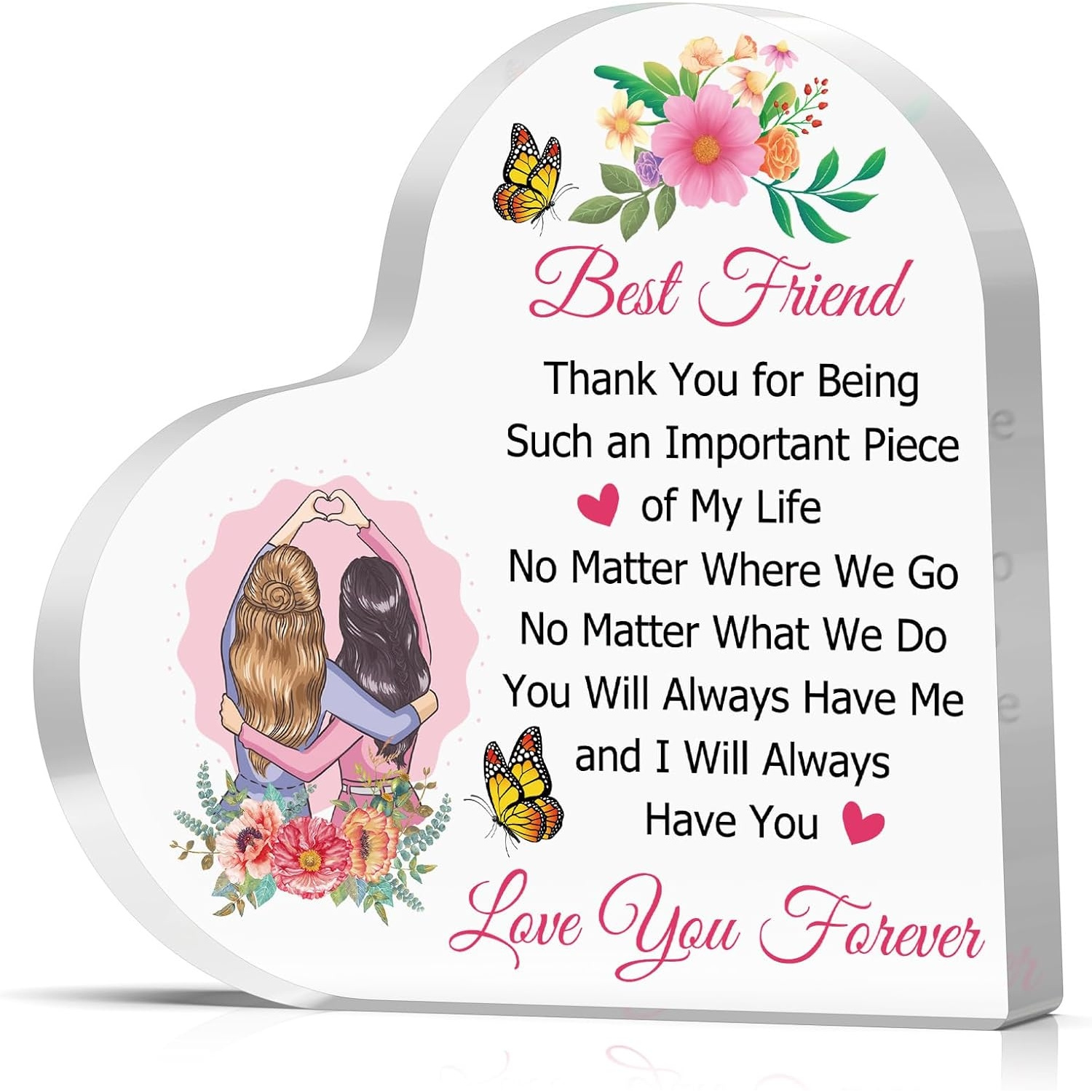 TEMU 2d Flat, Friendship Commemorative Desktop Decorative Plaque For Female , Farewell Gift For , Birthday Gift, Colleague's Birthday Gift, Acrylic