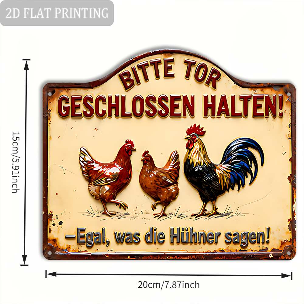E-shop 2D Flat - [], ., 2D Flat, Retro-Holzschild, Deutsch Hühnerstall Geschlossen Humorvolles Schild, Geeignet für Bauernhaus Hof Hühnerstall Wand,