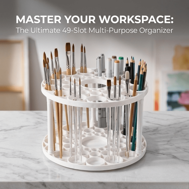 TEMU Brush Stand, Organizer 96 Slots White Round Makeup Brush Holder Desktop Brush Stand Holder Hole Cosmetics Brush Storage Display, Suitable For