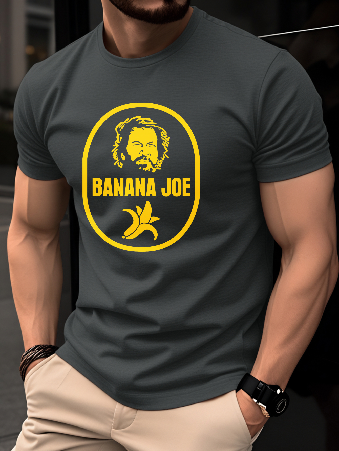 100% baumwolle herren t-shirt, sommer kurzarm   fit rundhals oberteil, trendige mode jugend   casual vielseitig atmungsaktiv feuchtigkeitsableitend,   gelber kopf bananen druck lustiges muster