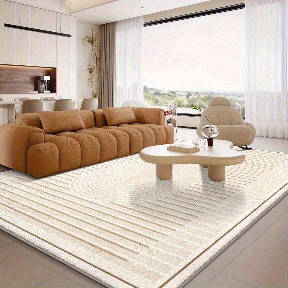 The Washable Modern Carpet Features a Retro Yet Minimalist Design, Perfect for Creating a Warm And Cozy Home Environment. This Ultra-Soft, Thick, Non-Slip Area Rug with a Large Gradient Design Is Machine Washable And Suitable for Living Rooms