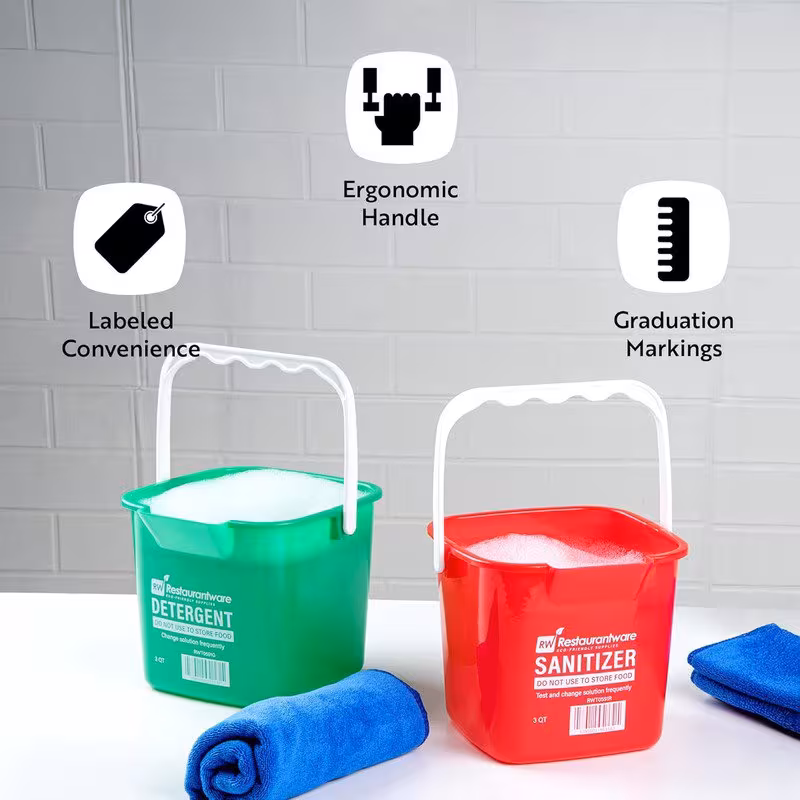 1 pack heavy duty 8 quart cleaning bucket with built in spout handle heavy duty plastic square bucket with spill proof lid red sanitizing bucket for kitchen bathroom Product details 3