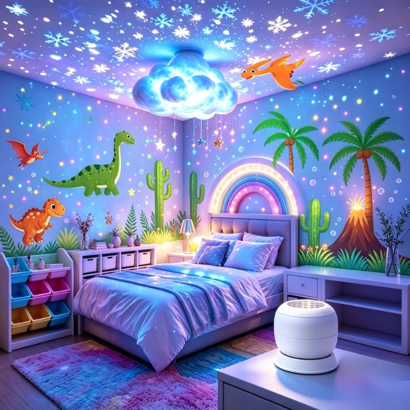 TEMU Dinosaur Night Light Projector, Usb Powered 360° Rotating Hd Dinosaur-themed Dynamic Projection Lamp, Dinosaur , Full Room Dinosaur Projection