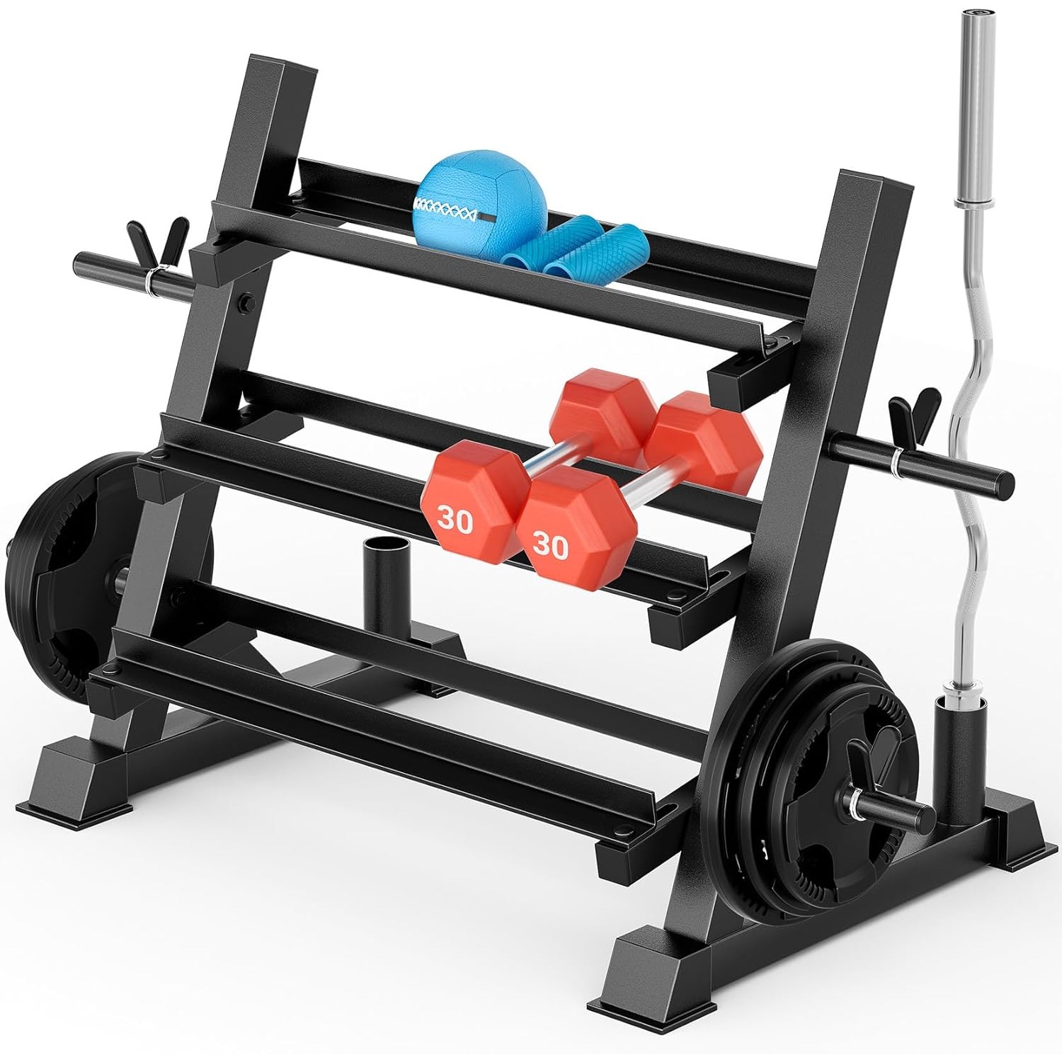 Image of 1100lbs Heavy Duty Dumbbell Rack | 3-tier Adjustable Weight Stand Storage For Dumbbells, Barbells, Kettlebells | Stainless Steel, Compact Multifunctional Home Gym Equipment Organizer (rack Only)