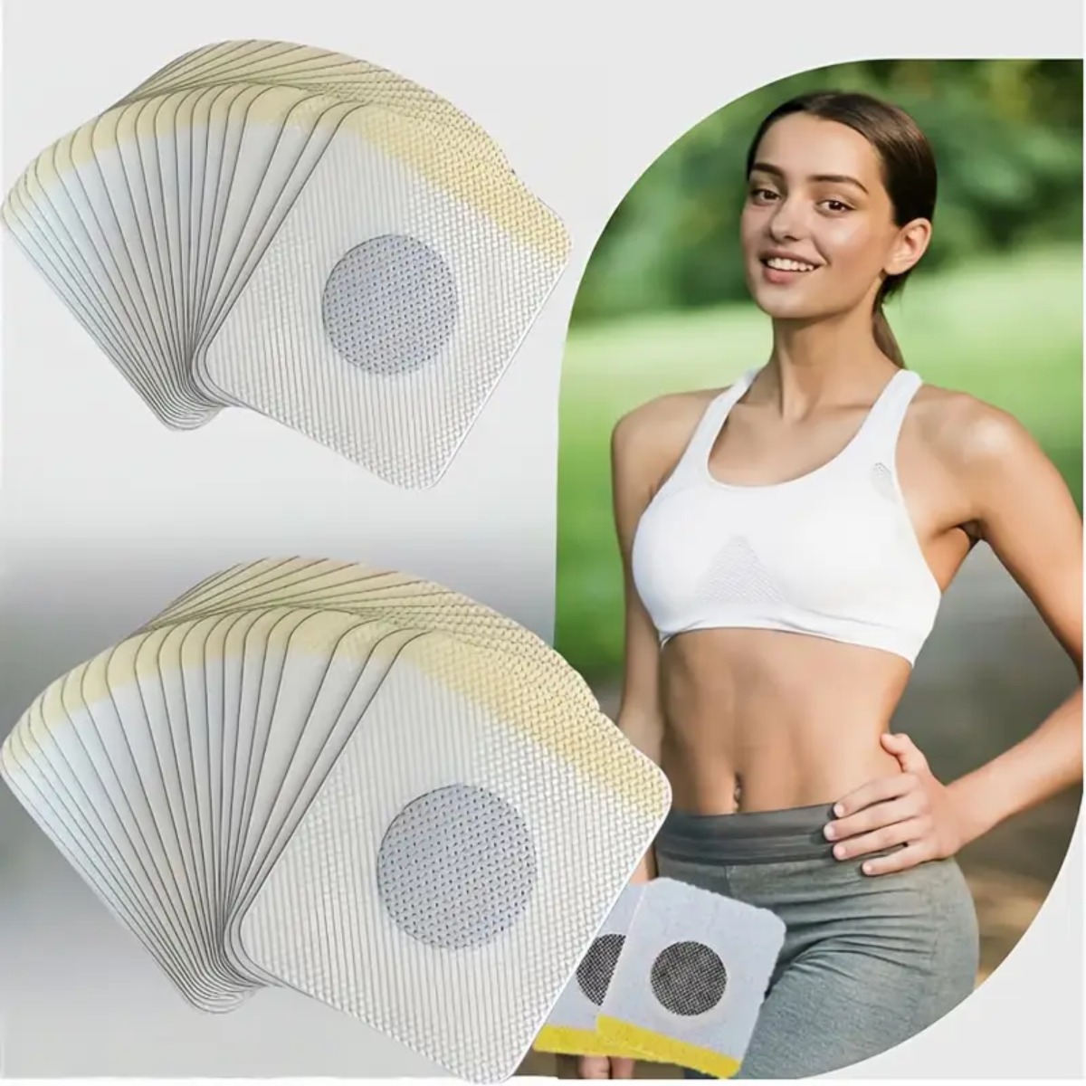 41pcs Plant Fiber Abdominal Patch Set - Elastic Waist & Belly Patches for Fitness, Workout Performance, Body Toning (No Required) - Plant-Based Fiber for Tightening Sensation Suitable for Men &