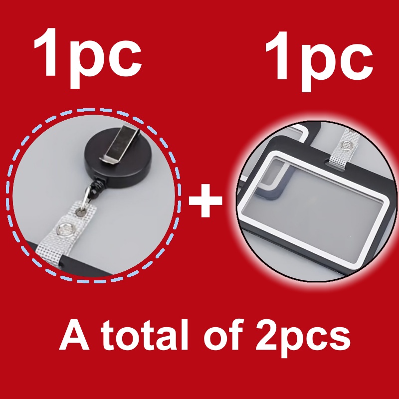 Image of Horizontal Id Badge Holder Set, Waterproof Name Badge Clip And Retractable Lanyard, Reversible Dual-sided, Carabiner Id Case Suitable For Hospital, School, Office Staff