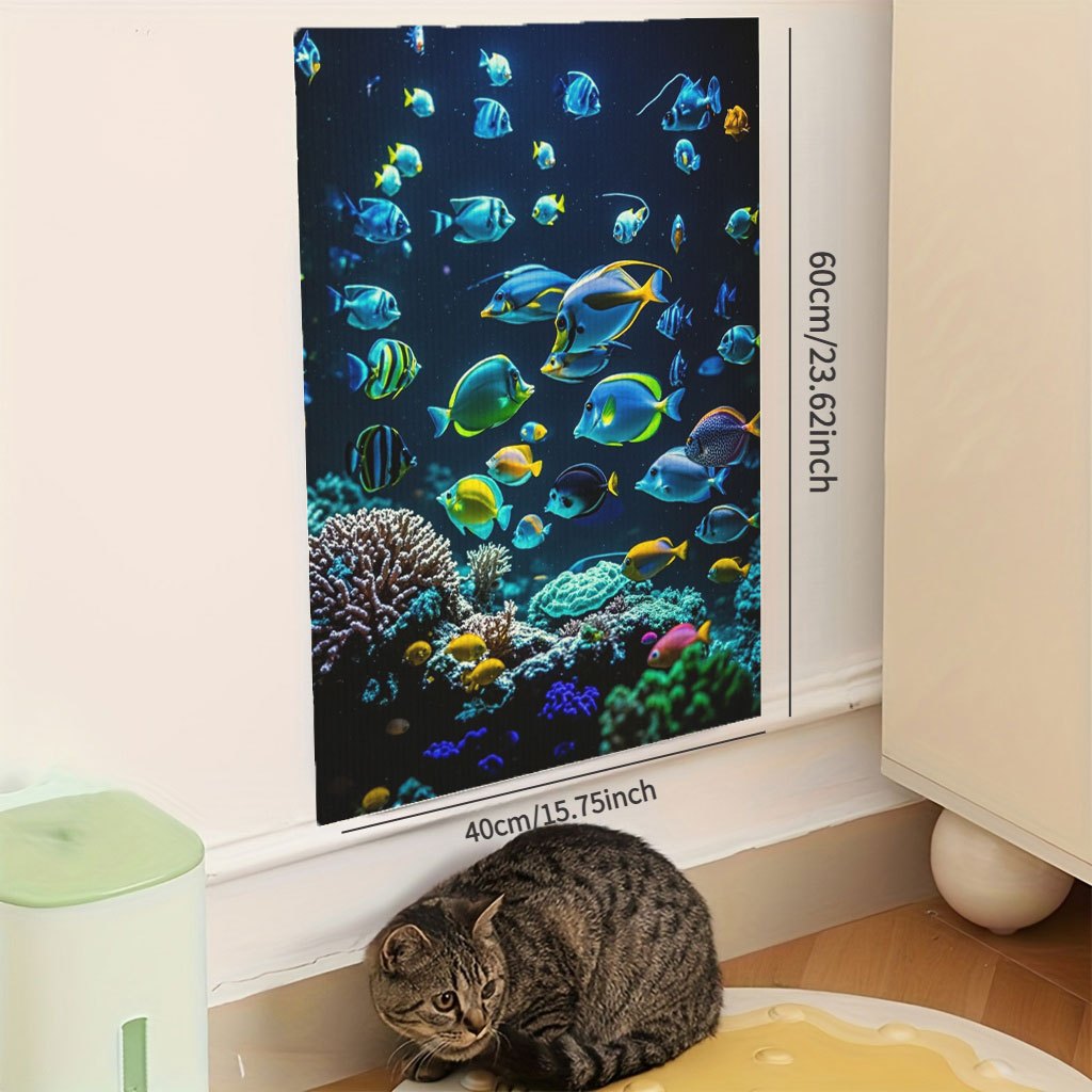 TEMU Durable Cat Scratch Pad With Removable Adhesive – Leaves No Residue, Protects Walls And Furniture | Textured Beige And Brown Design, Perfect For
