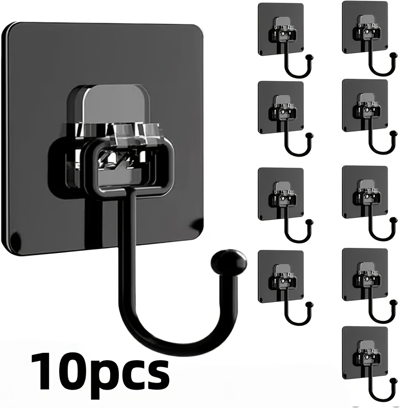 TEMU 20pcs Set (10pcs Patches And 10pcs Hooks) Heavy-duty No-drill Wall Hooks - Strong Adhesive Hanging Hooks, Invisible Installation, No Drilling