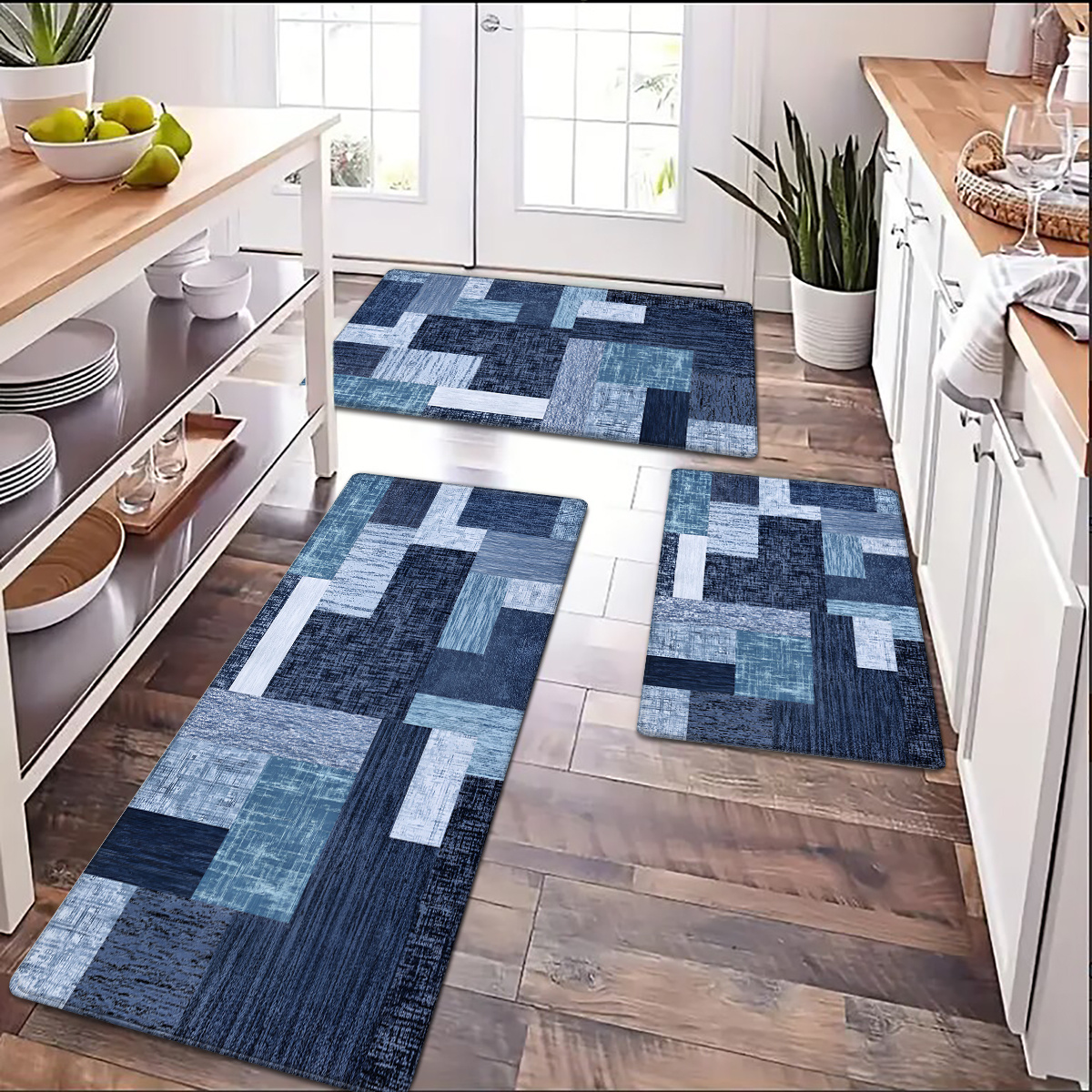 

Chic Interlocking Print Pattern Long Mat - Fade-resistant, Soft Flannel For Kitchen, Bathroom, Laundry Room Decor