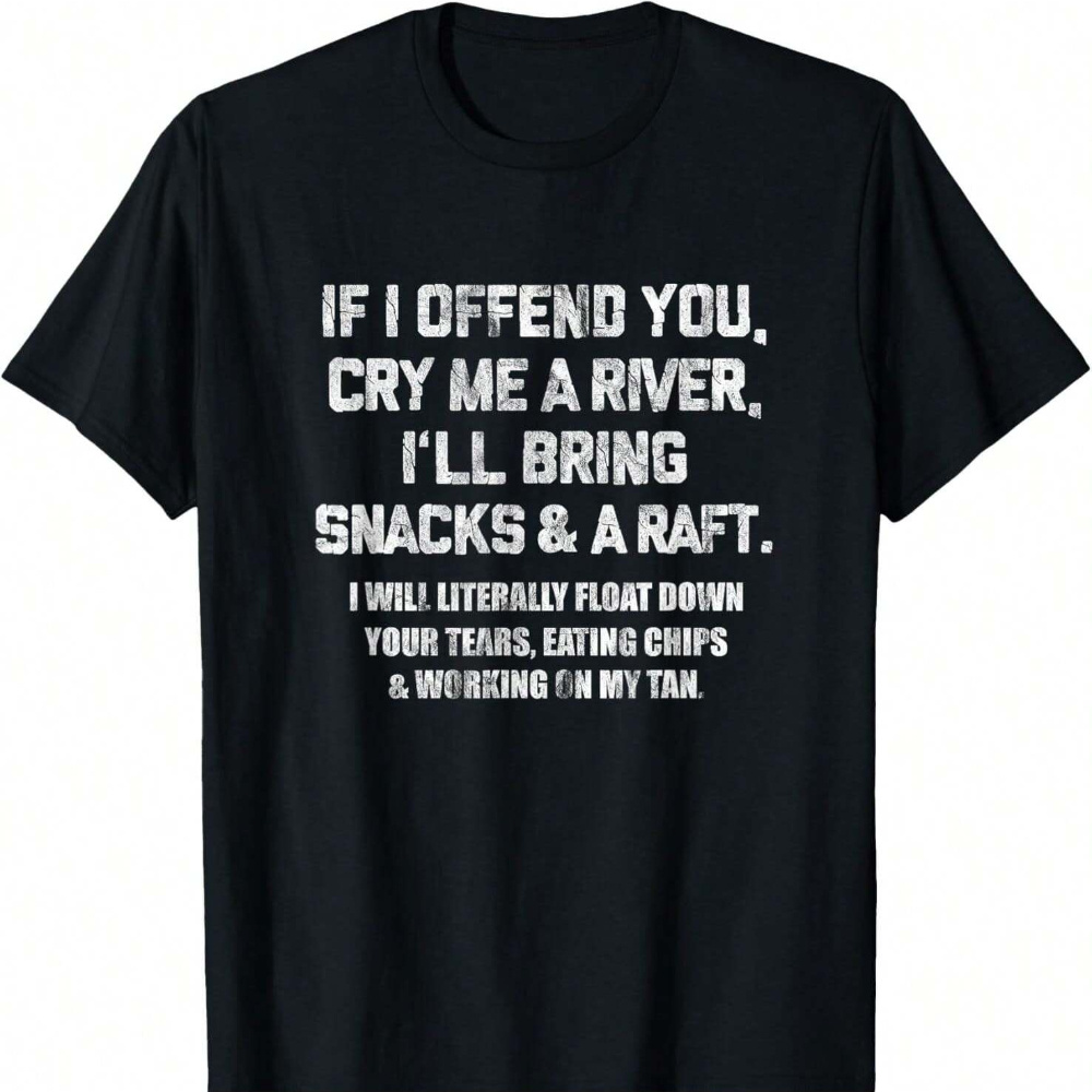 

Men's Humorous "if I You, A River" T-shirt - 100% Cotton, Casual Crew Neck, Short Sleeve, Machine Washable, Ideal For Spring