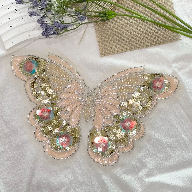 

1pc Sequin Beaded Embroidery Applique For And Clothing Decoration, Cloth Applique